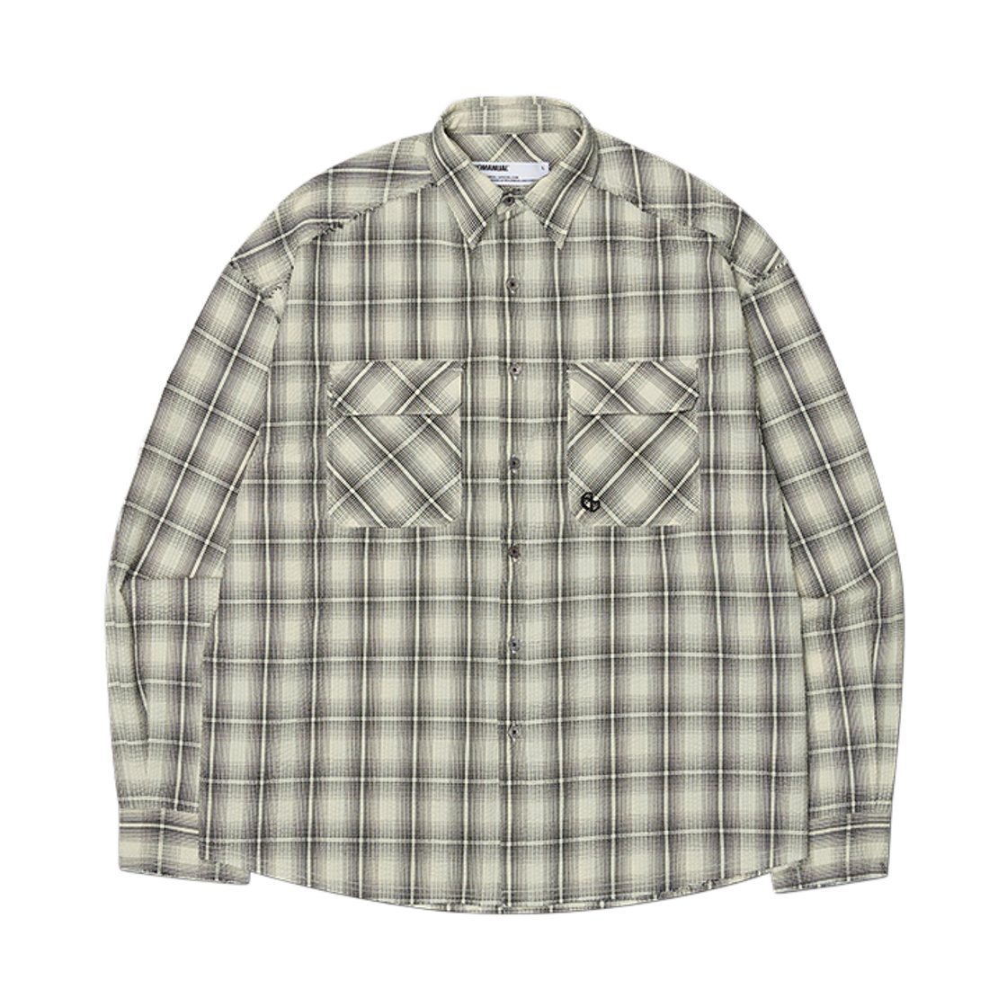 NMSS62SH05IVO NOMANUAL Rough Seersucker Check Shirts Ivory