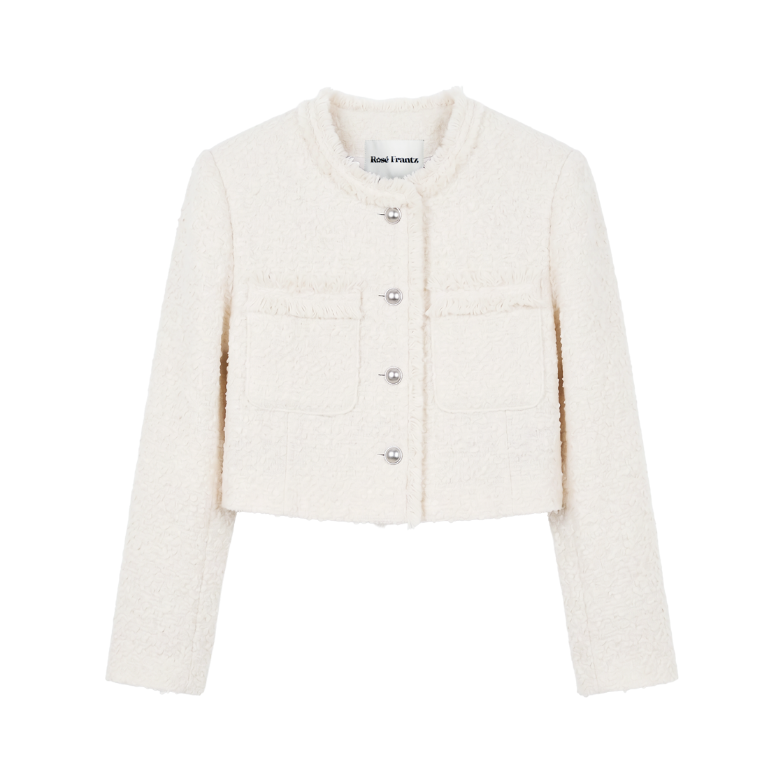 RS25HJK104IVR Rosefrantz Fringe Crop Tweed Jacket [Ivory]
