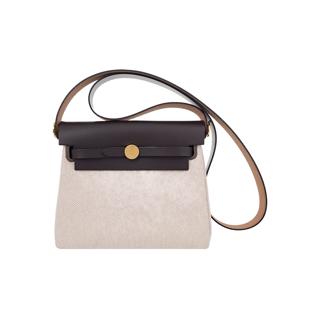 IT9AALJAVAI7 Hermes Mini Herbag 20 Ecru Beige & Ebony Gold Hardware (6HB0195)
