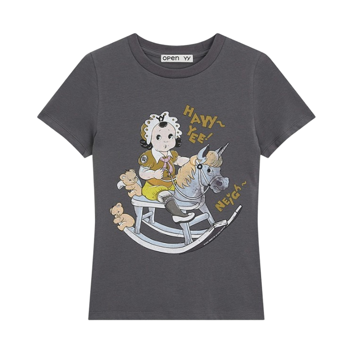 (W) 오픈 Yy 락킹 베이비 티셔츠 차콜((W) Open Yy Rocking Baby T-Shirt Charcoal)