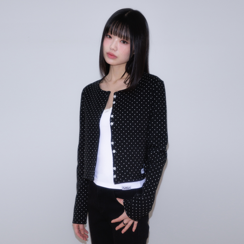로제프란츠 도트 버튼 포인트 가디건 블랙(Rosefrantz Dot Button Point Cardigan [Black]) - 3