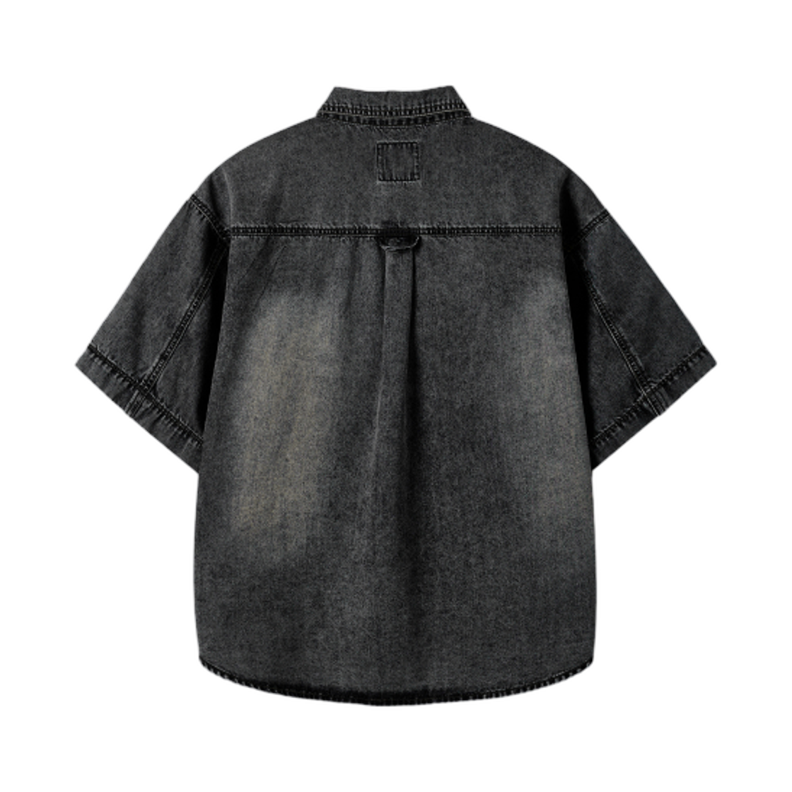디미트리블랙 페이디드 워싱 데님 트러커 하프 셔츠 빈티지 블랙(Dimitri Black Faded Washing Denim Trucker Half Shirt Vintage Black) - 2