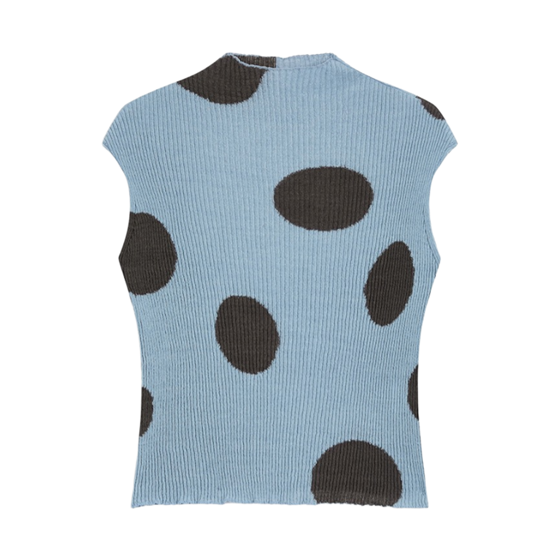 (W) 오픈 Yy 립드 도트 탑 그레이시 블루((W) Open Yy Ribbed Dot Top Grayish Blue)