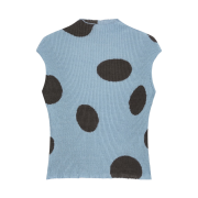 (W) Open Yy Ribbed Dot Top Grayish Blue