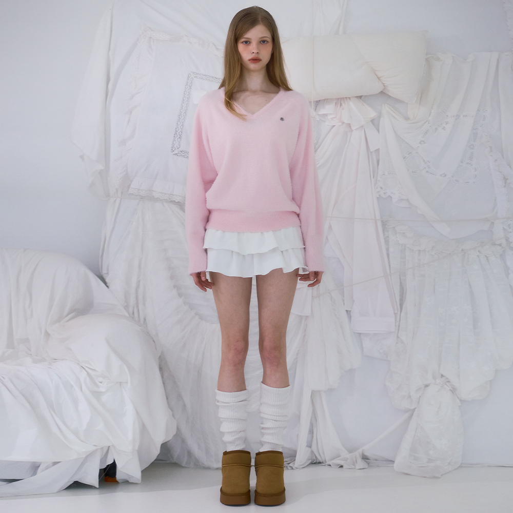로제프란츠 퍼 브이넥 니트 핑크(Rosefrantz Fur V-neck Knit [Pink]) - 2