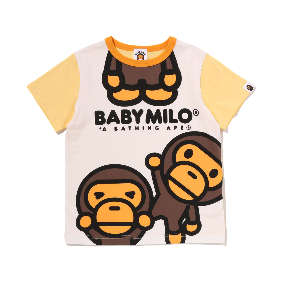 (키즈) 베이프 프리텐드 베이비 마일로 티셔츠 옐로우((Kids) BAPE Pretend Baby Milo T-Shirt Yellow)