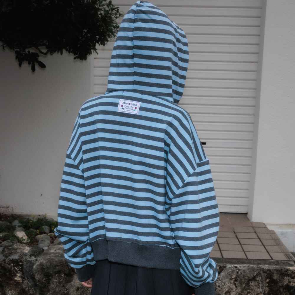 로제프란츠 패치 스트라이프 후드 집업 스카이 블루(Rosefrantz Patch Stripe Hood Zip-Up [Sky Blue]) - 5