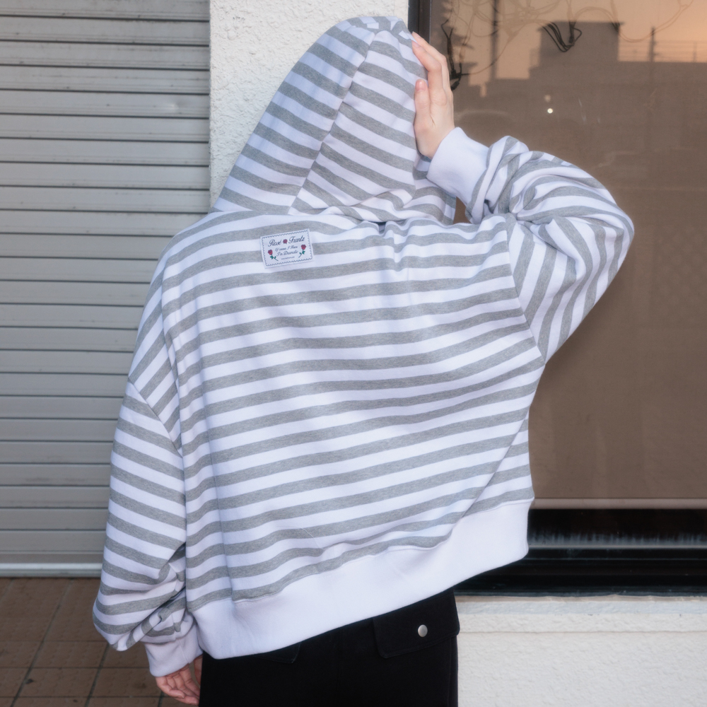 로제프란츠 패치 스트라이프 후드 집업 아이보리(Rosefrantz Patch Stripe Hood Zip-Up [Ivory]) - 5