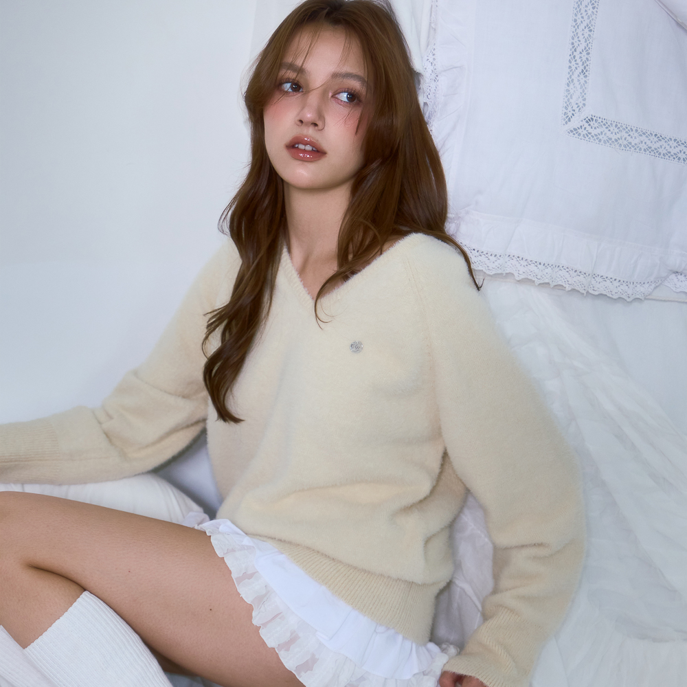 로제프란츠 퍼 브이넥 니트 버터(Rosefrantz Fur V-neck Knit [Butter]) - 6
