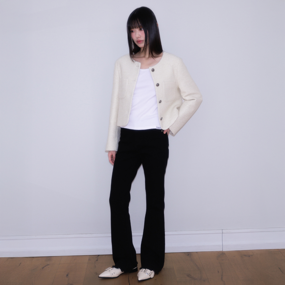 로제프란츠 클래식 버튼 크롭 트위드 자켓 아이보리(Rosefrantz Classic Button Crop Tweed Jacket [Ivory]) - 4