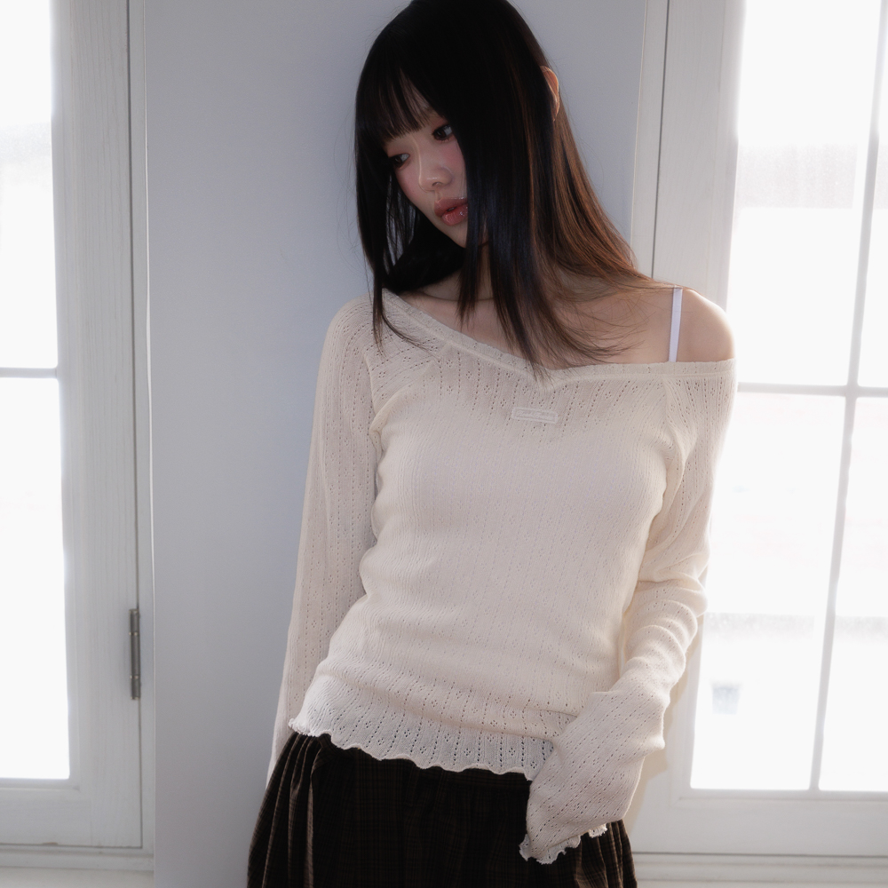 로제프란츠 레이스 라벨 브이넥 롱슬리브 아이보리(Rosefrantz Lace Label V-Neck Long Sleeve [Ivory]) - 3