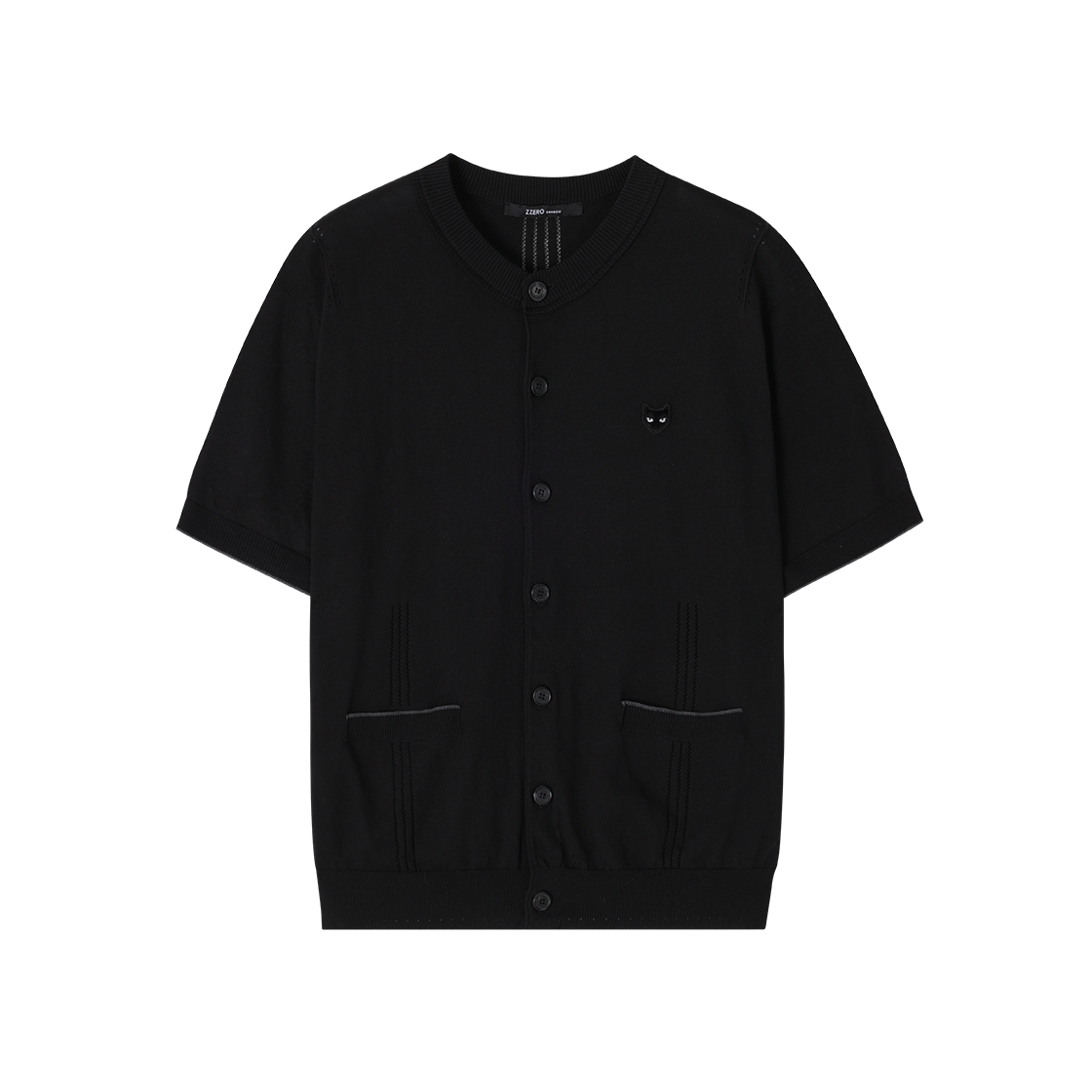 SI3KT802BK SONGZIO ZZERO Panther Round Neck Half Cardigan Black