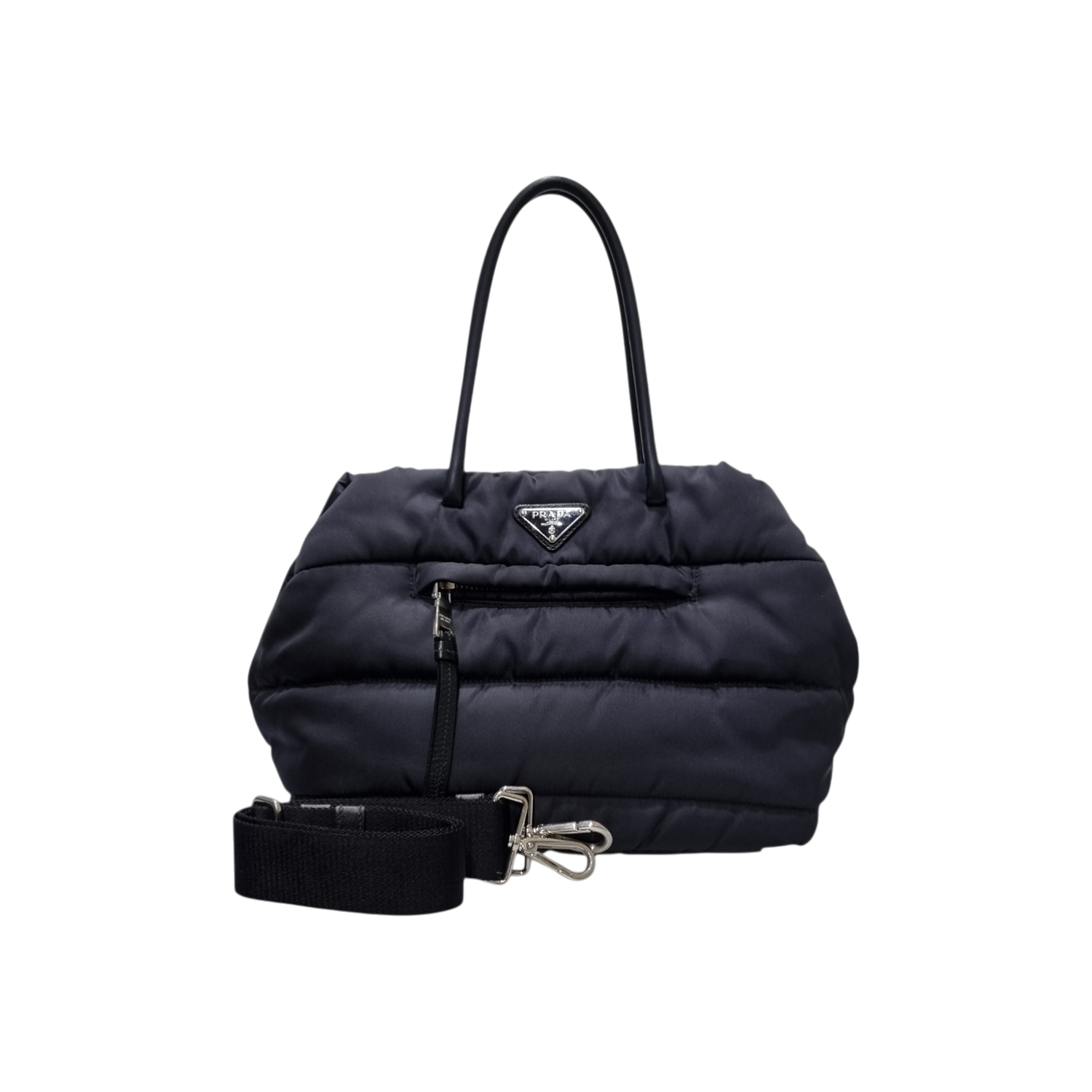 프라다 BN2771 블랙 테수토 봄버 은장 삼각로고 토트백+스트랩(Prada BN2771 Black Tessuto Bomber Tote Bag Silver Triangle Logo & Strap)