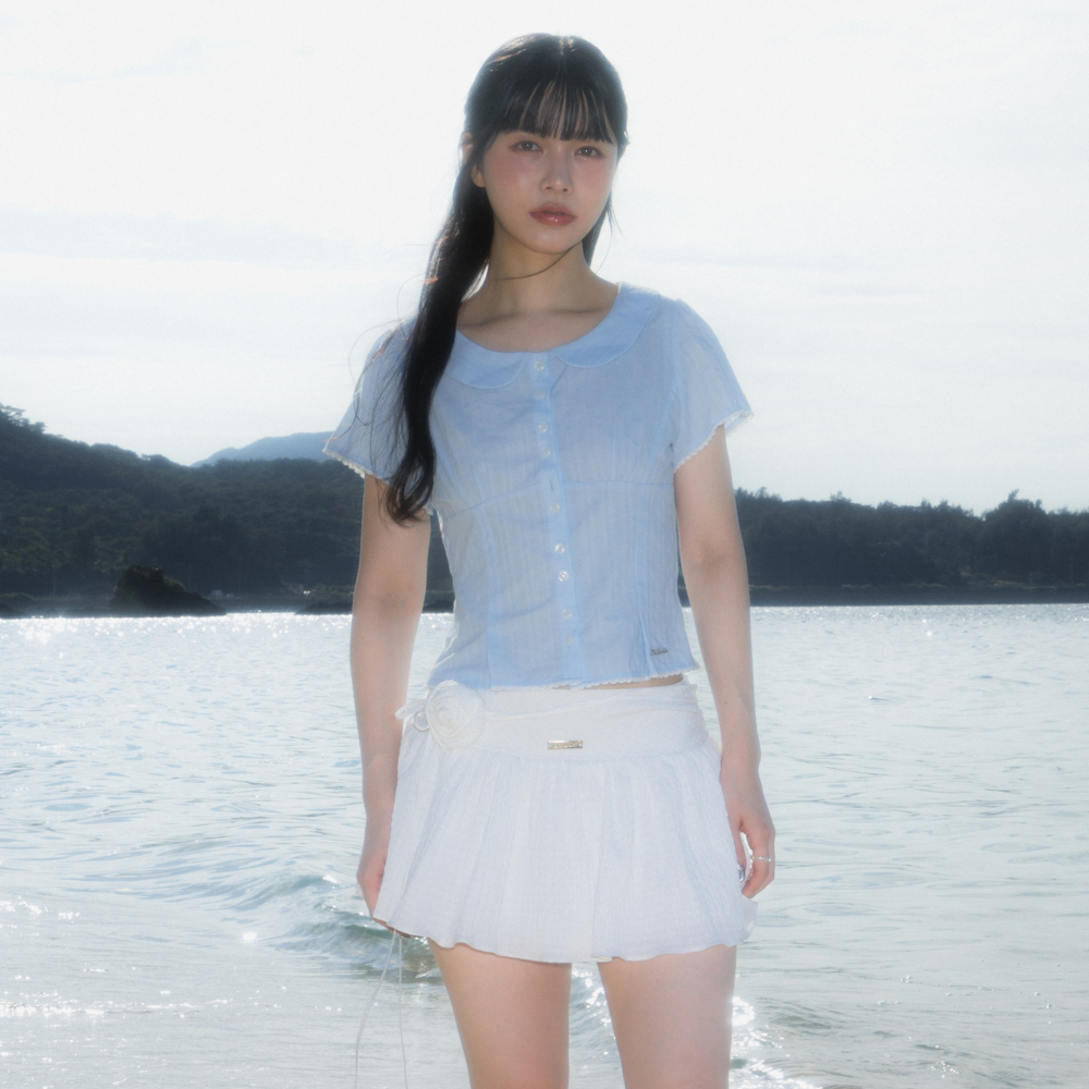 로제프란츠 라운드 카라 반팔 블라우스 스카이 블루(Rosefrantz Round Collar Short Sleeve Blouse [Sky Blue]) - 5