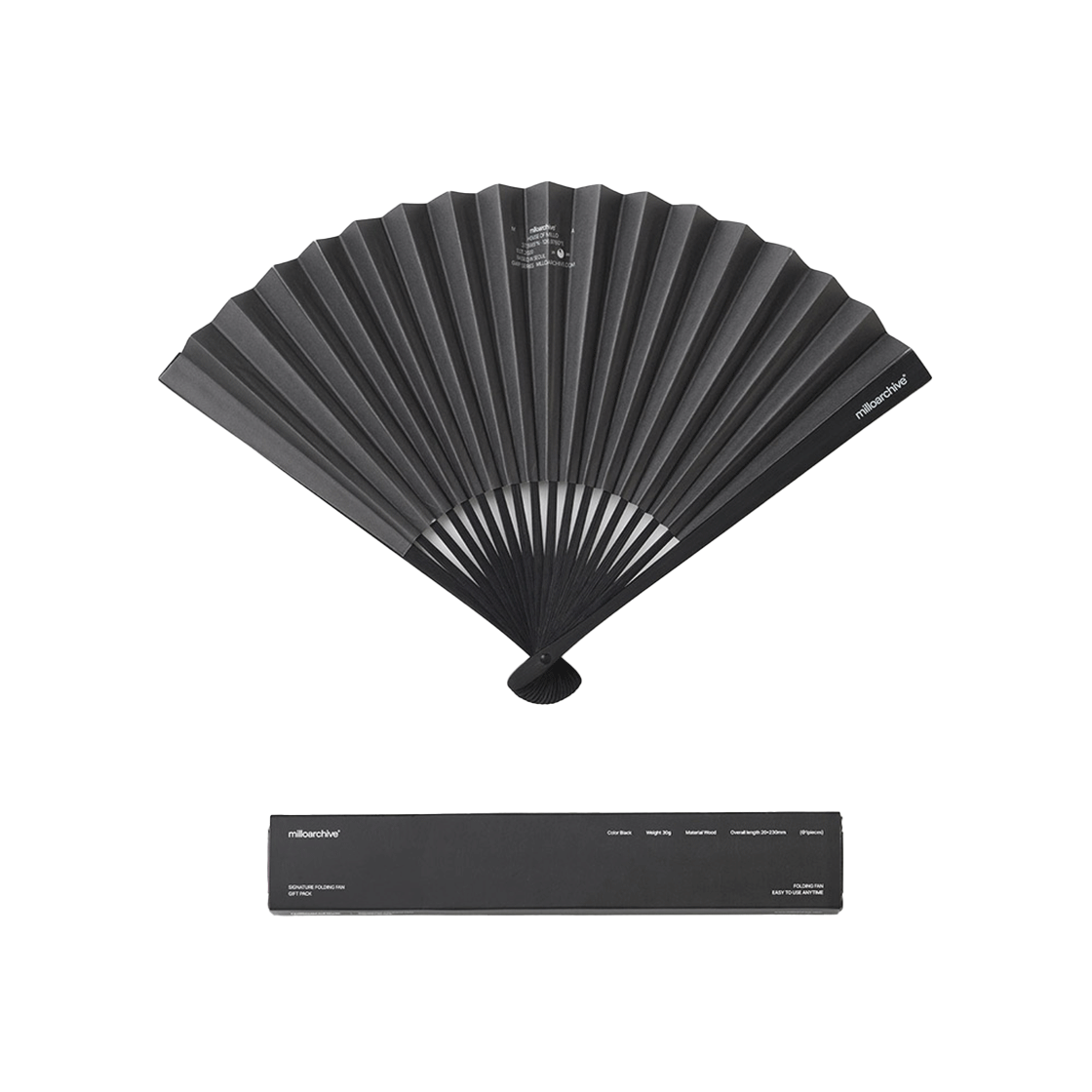 밀로 아카이브 시그니처 로고 폴딩 팬 블랙(Millo Archive Signature Logo Folding Fan Black)