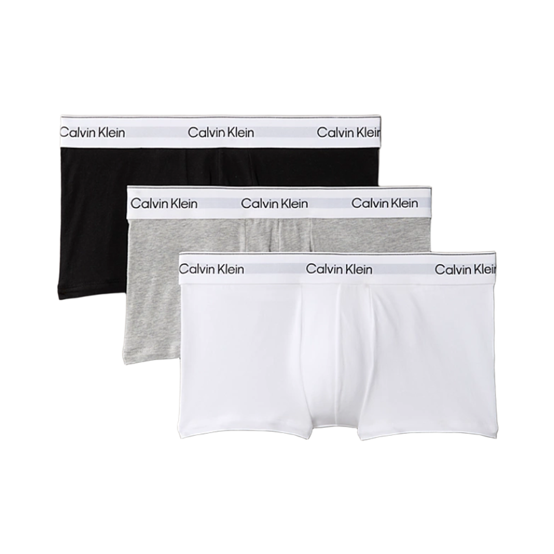 캘빈 클라인 아이콘 코튼 스트레치 로우 라이즈 3팩 트렁크 그레이 헤더 화이트 블랙(Calvin Klein Icon Cotton Stretch Low Rise 3-Pack Trunks Grey Heather White Black) - 1
