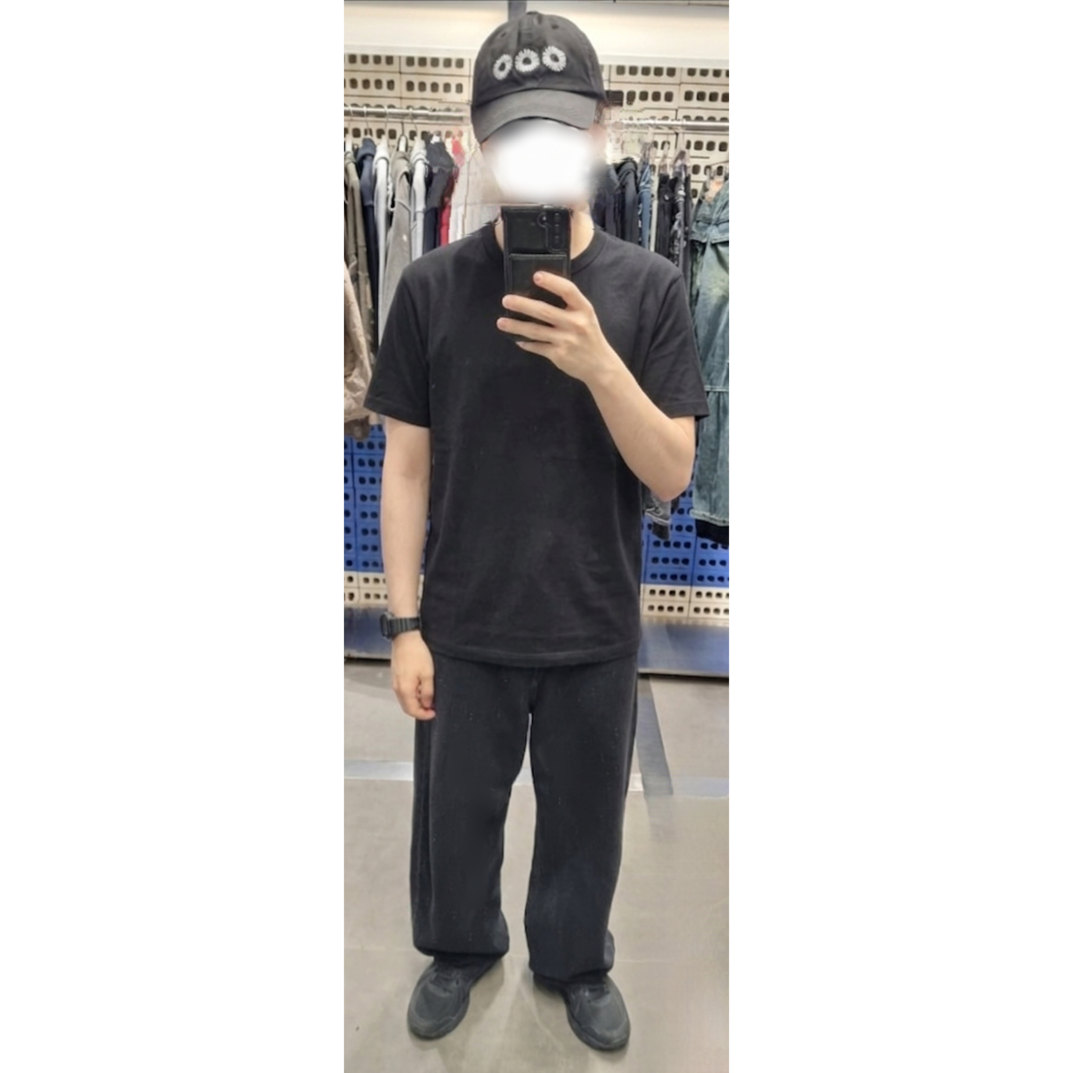 Asics Jog 100 T Black - 4E Extra Wide, 999Humanity Logo Archive Cap Black 착용 스타일 - 1