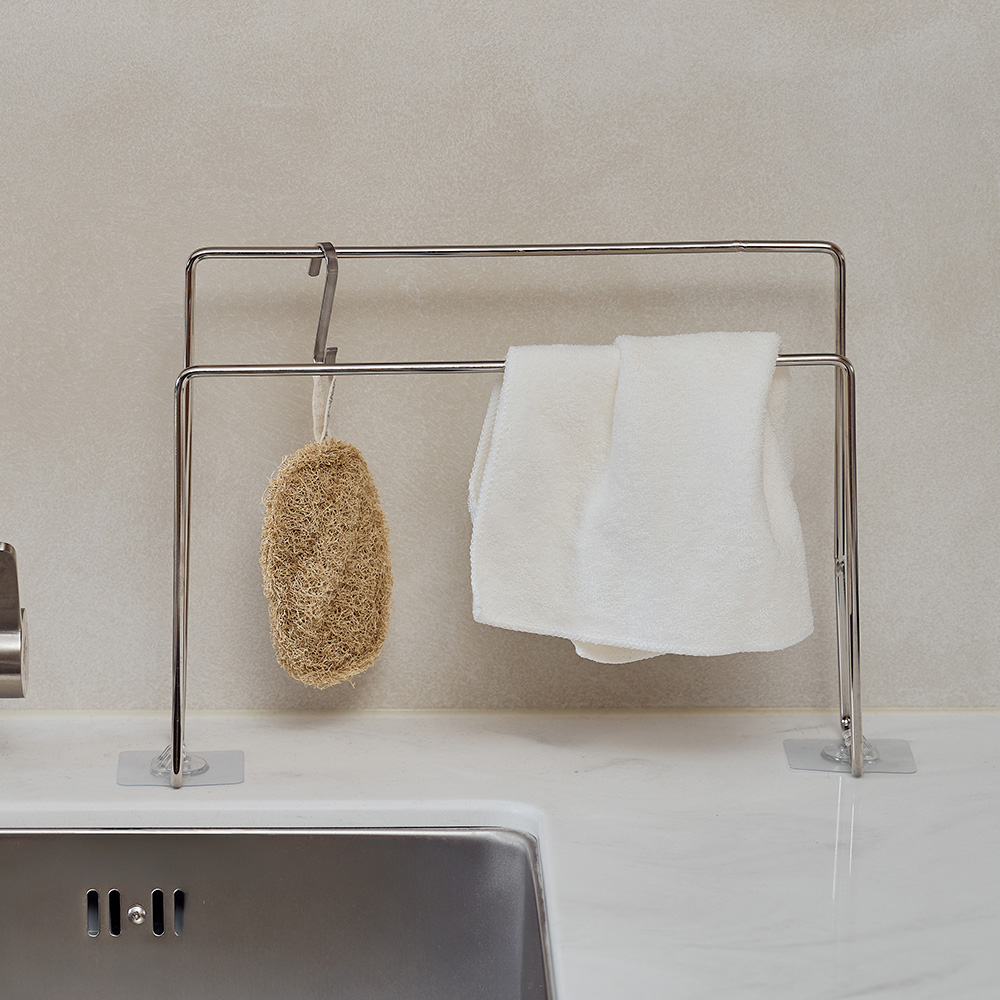 바겐슈타이거 스텐 304 슬림라인 코너 2단 행주랙 건조대(WAGENSTEIGER Stainless Steel 304 Slim Line 2-Tier Corner Dishcloth Drying Rack) - 4