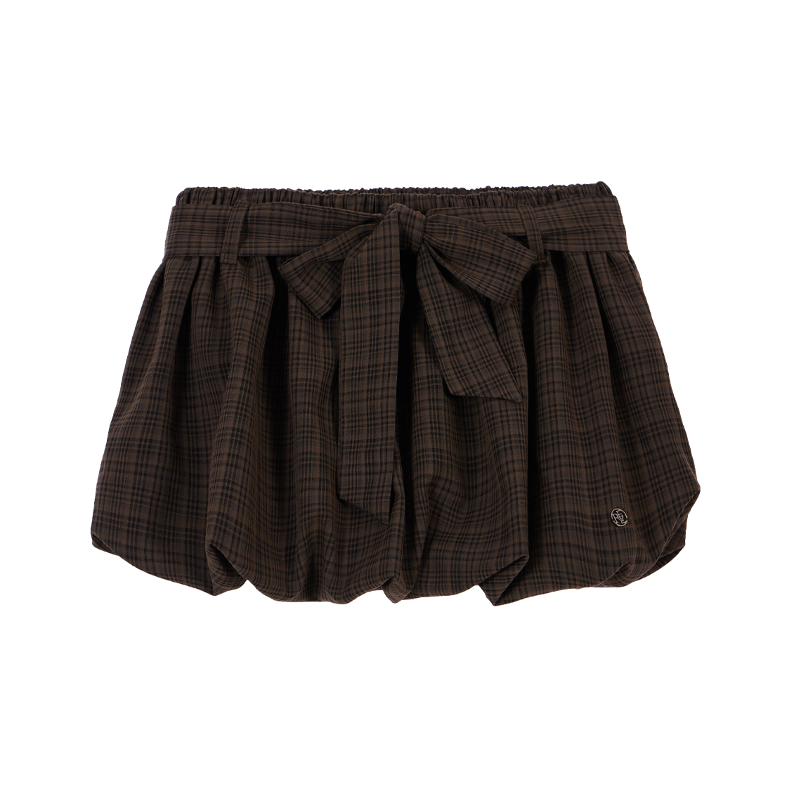 로제프란츠 벌룬 체크 벨트 미니스커트 브라운(Rosefrantz Balloon Check Belted Miniskirt [Brown])