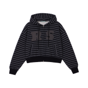 Rosefrantz Patch Stripe Hood Zip-Up [Black]