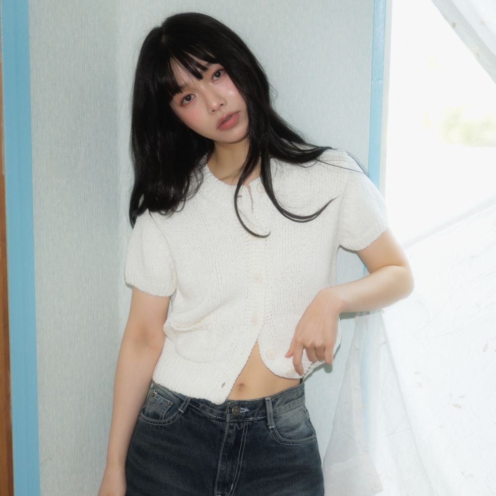 로제프란츠 포켓 반팔 니트 가디건 아이보리(Rosefrantz Pocket short sleeve knit cardigan [Ivory]) - 5