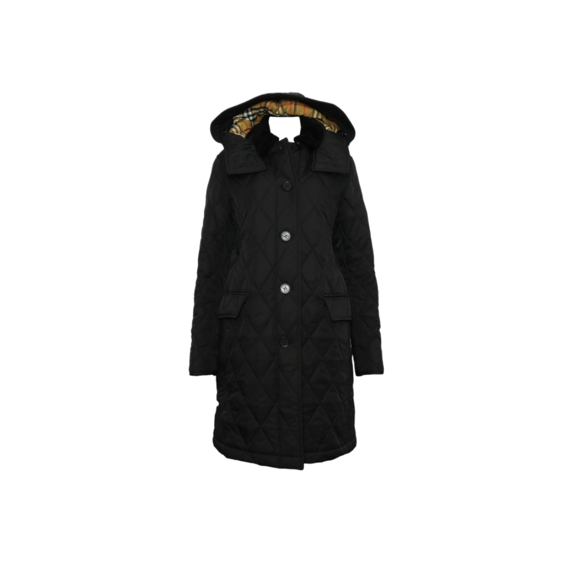 IT9VTTJUIK5P Burberry Dereham Quilted Hooded Long Jacket in Black