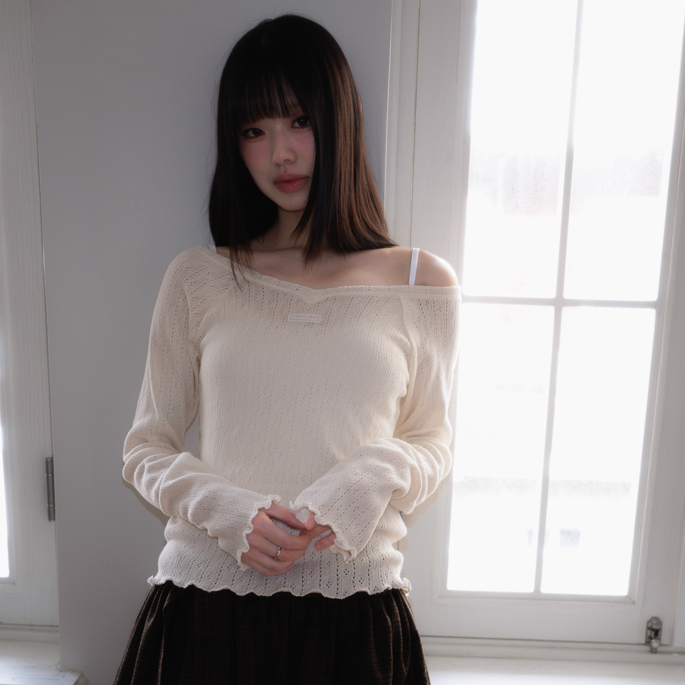 로제프란츠 레이스 라벨 브이넥 롱슬리브 아이보리(Rosefrantz Lace Label V-Neck Long Sleeve [Ivory]) - 2