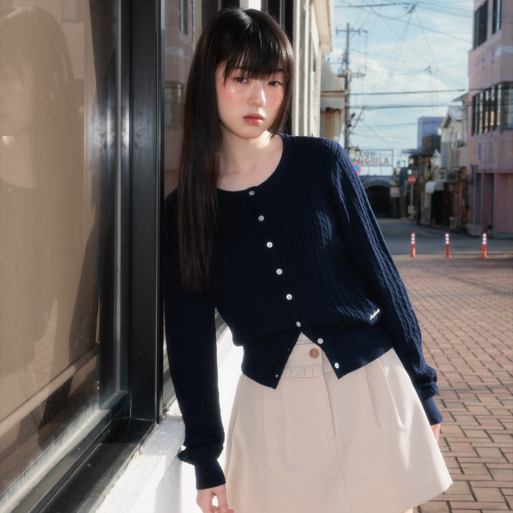 로제프란츠 케이블 니트 베이직 가디건 네이비(Rosefrantz Cable Knit Basic Cardigan [Navy]) - 3