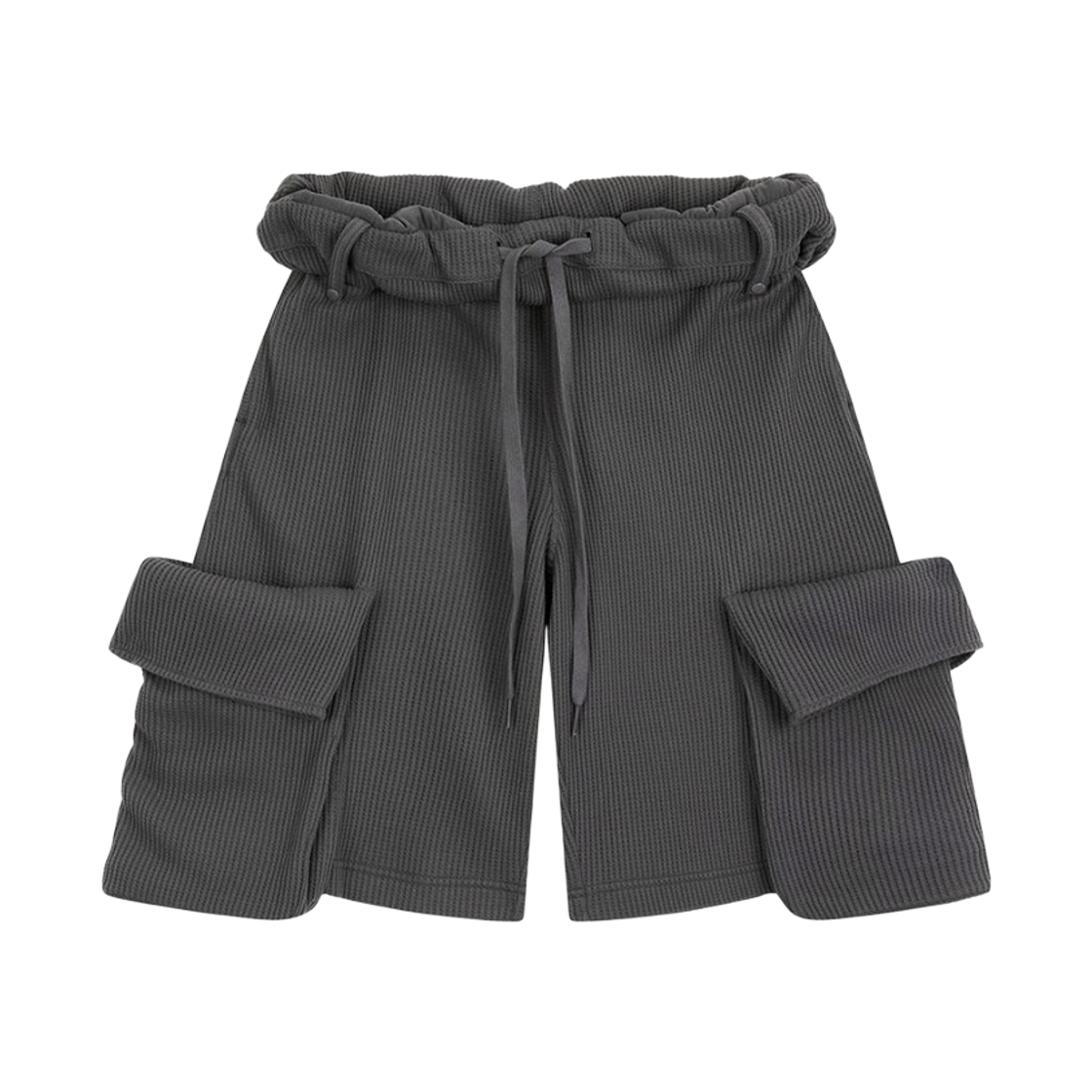 오픈 Yy 롤드 웨이스트 와플 카고 쇼츠 차콜(Open Yy Rolled Waist Waffle Cargo Shorts Charcoal)