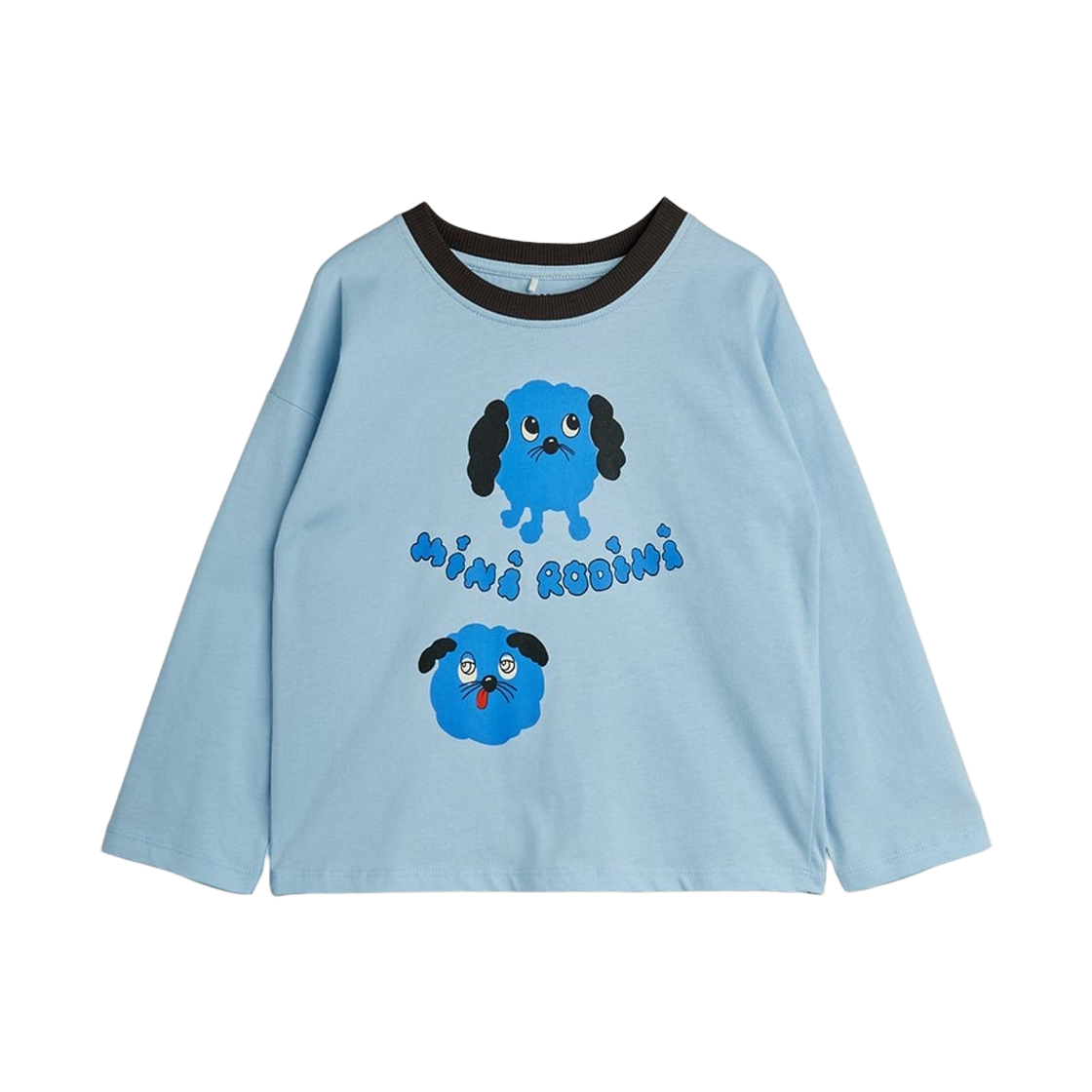 (키즈) 미니 로디니 도기스 숏 슬리브 티셔츠 블루((Kids) Mini Rodini Doggies Short Sleeve T-Shirt Blue)