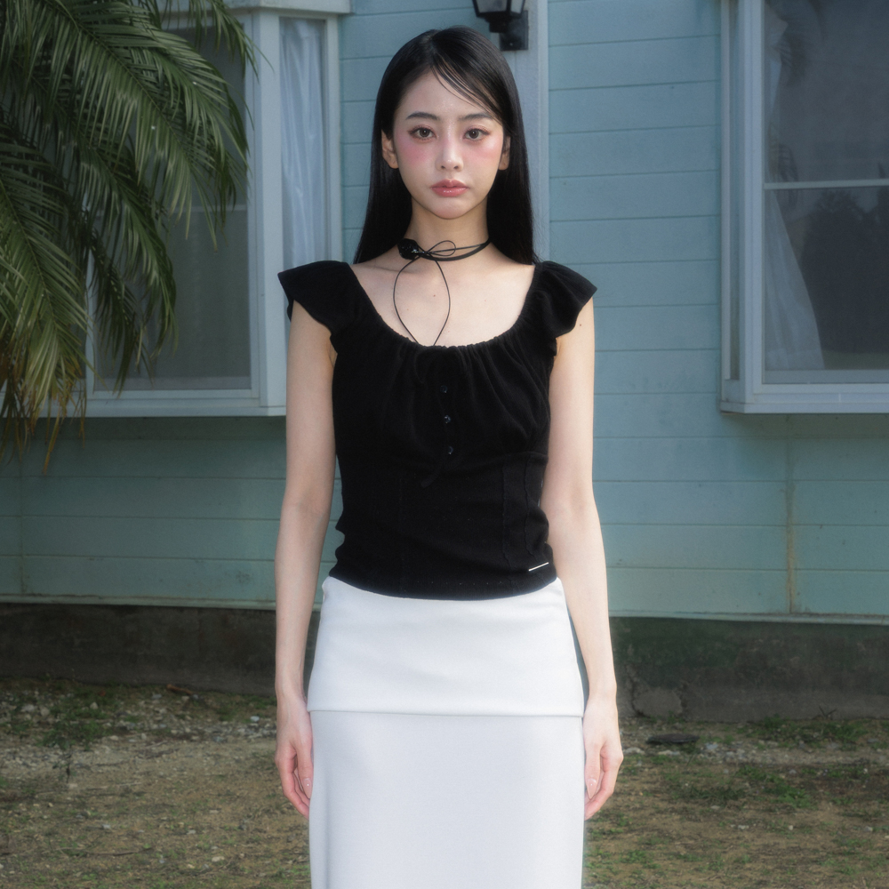 로제프란츠 리본 셔링 슬리브리스 블랙(Rosefrantz Ribbon Shirring Sleeveless [Black]) - 2