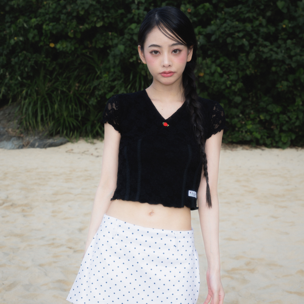 로제프란츠 로즈 레이스 슬림 티셔츠 블랙(Rosefrantz Rose Lace Slim T-shirt [Black]) - 2