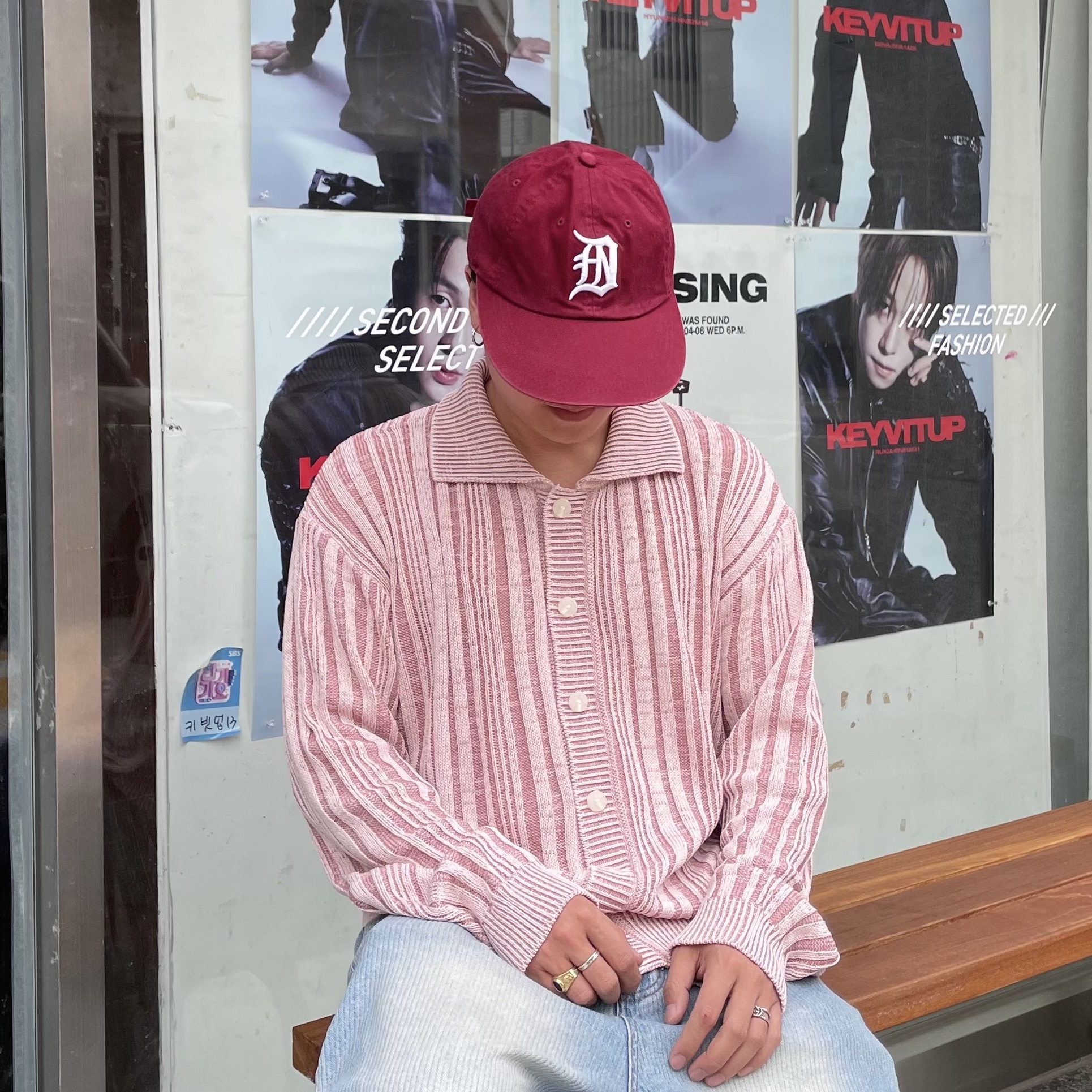 noun Wide Denim Pants Light Blue 착용 스타일 - 2
