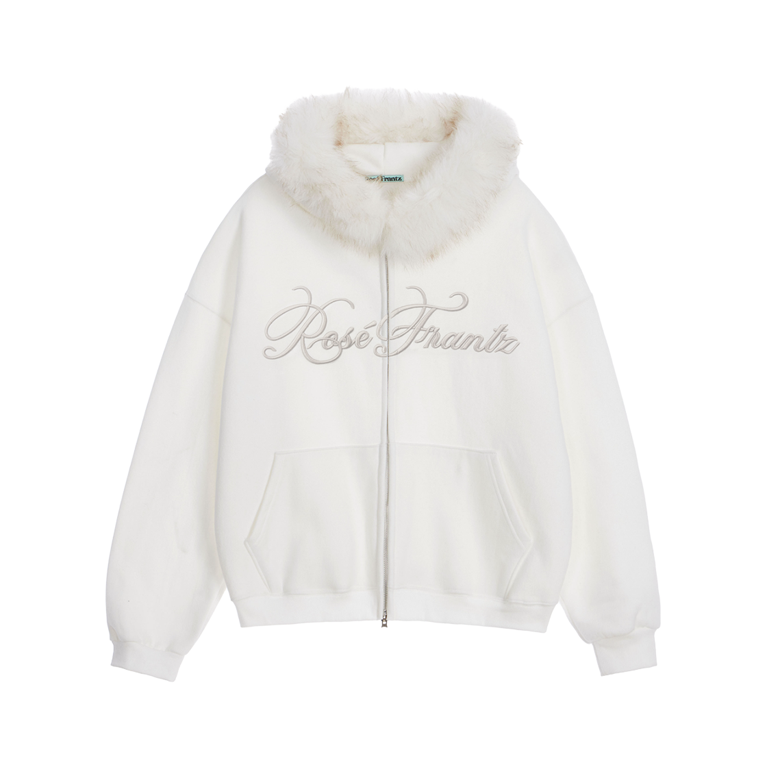 RS25FHZ102IVR Rosefrantz Fur Overfit Lettering Hood Zip-up [Ivory]