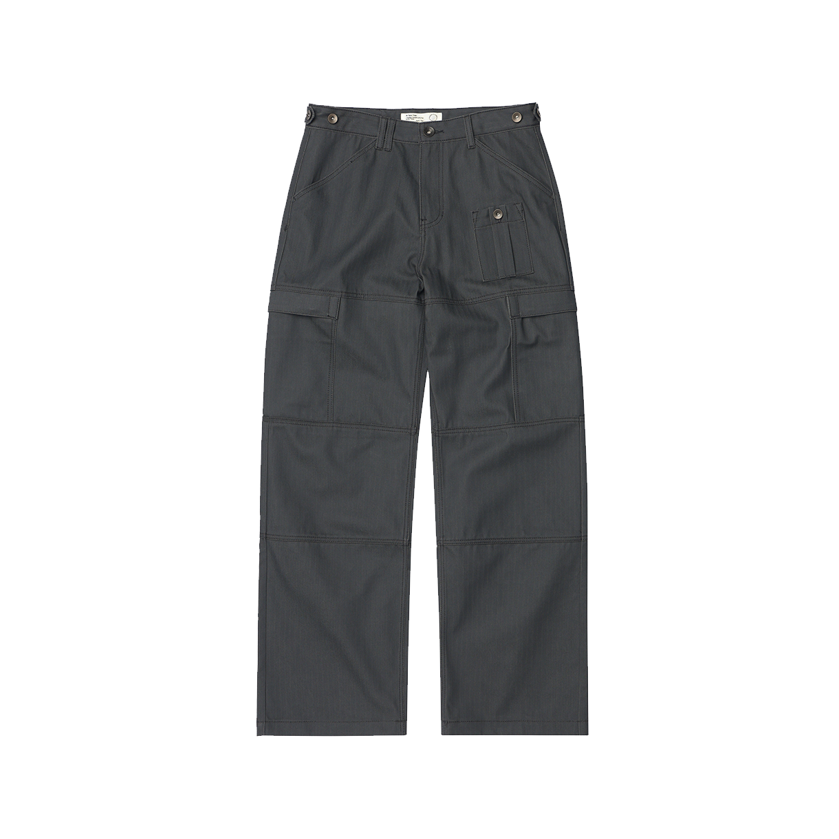 조우 4 패널 카고 포켓 헤링본 트윌 팬츠 그레이(CHOWOO 4 Panel Cargo Pockets Herringbone Twill Pants Gray)