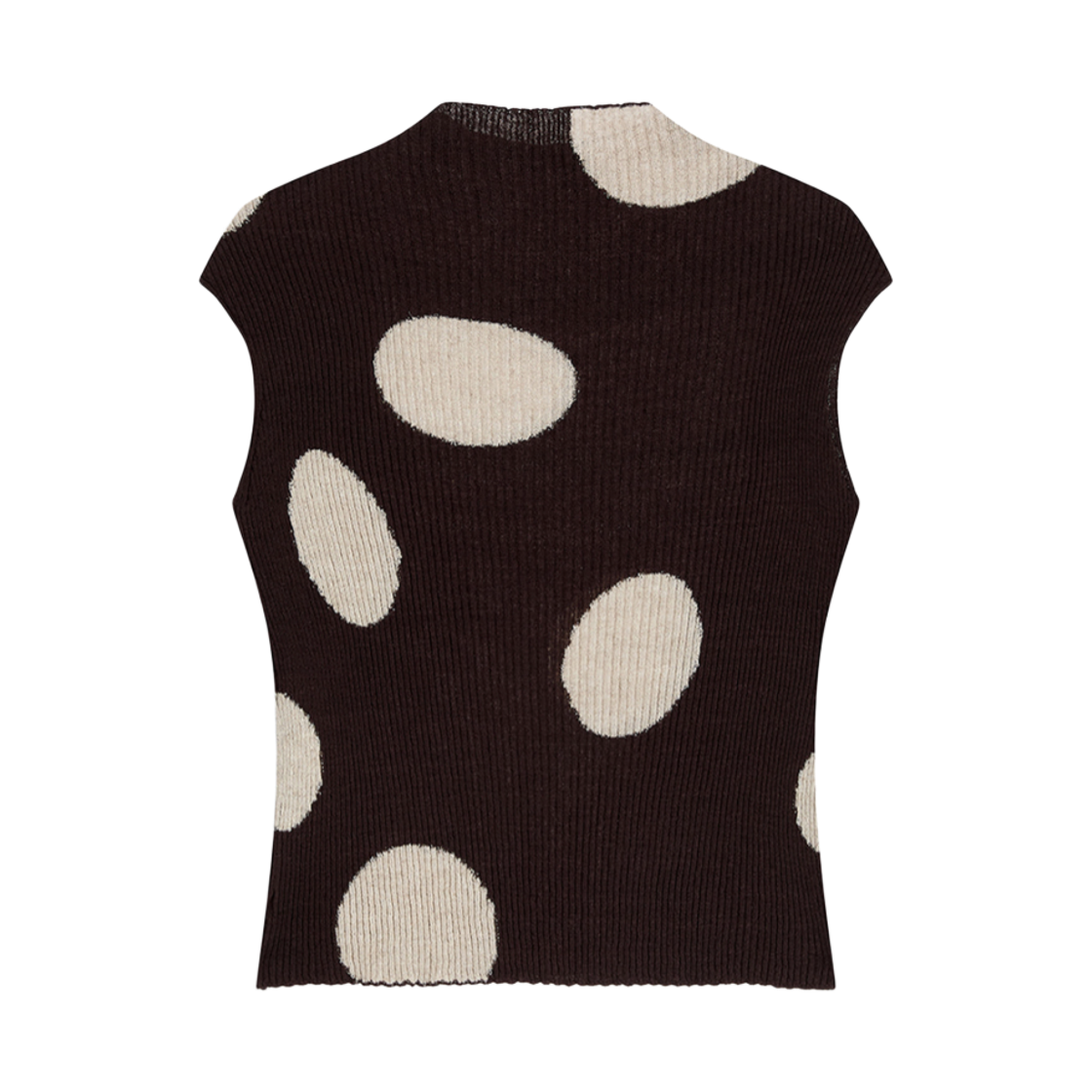 (W) 오픈 Yy 립드 도트 탑 브라운((W) Open Yy Ribbed Dot Top Brown) - 2