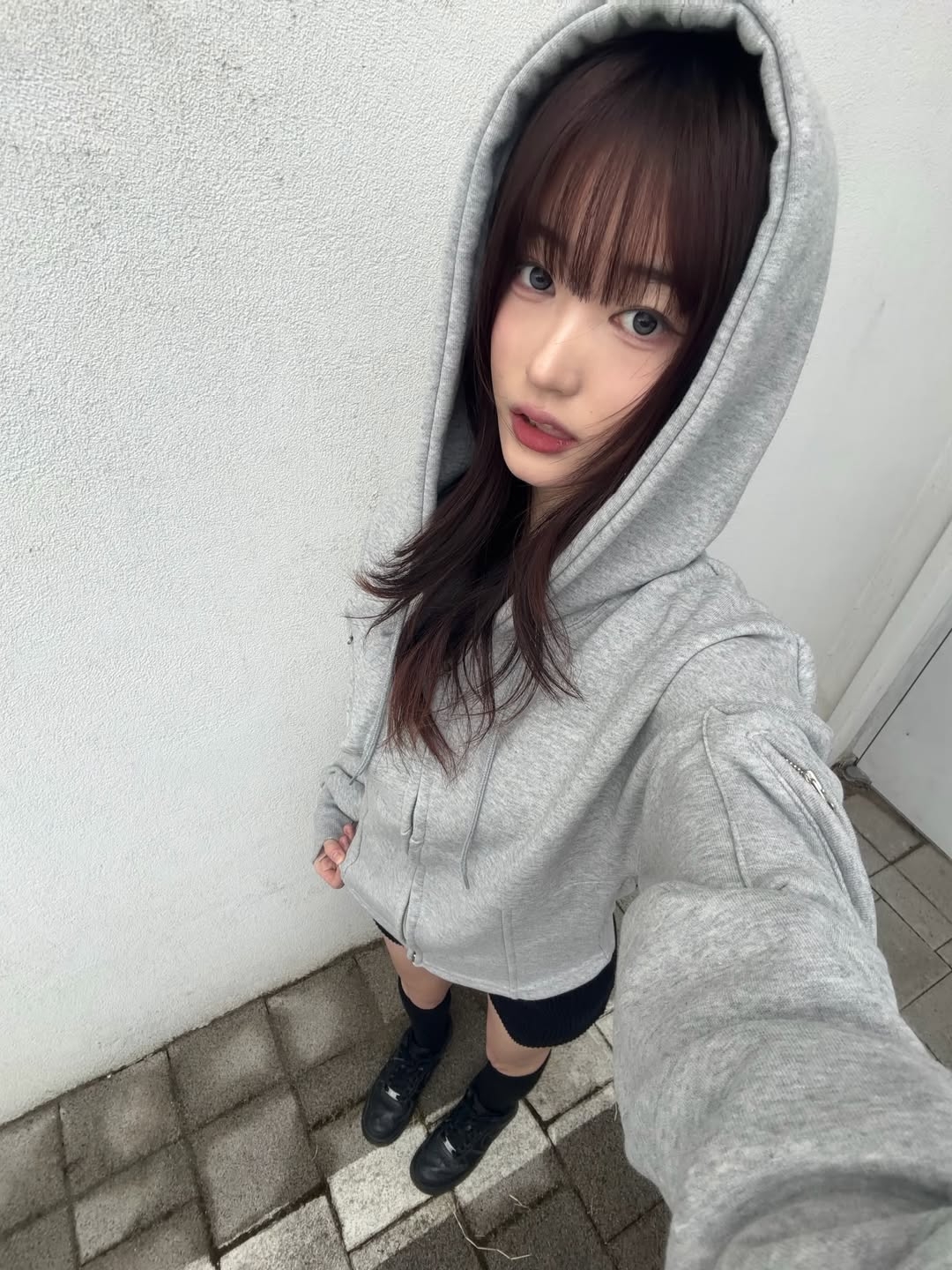 VOONT Jenny Corset Hood Zip-Up (GRAY) 착용 스타일 - 3