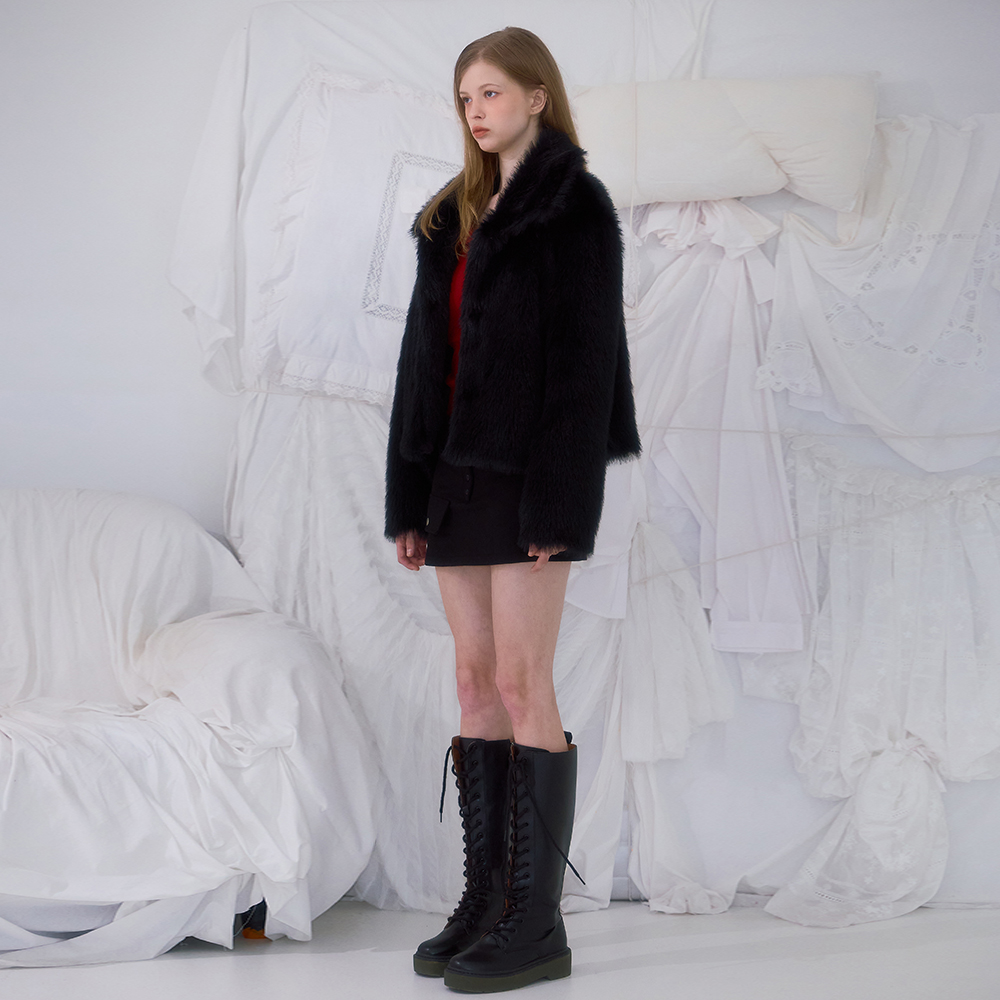 로제프란츠 크롭 믹스 퍼 자켓 블랙(Rosefrantz Crop Mix Fur Jacket [Black]) - 3