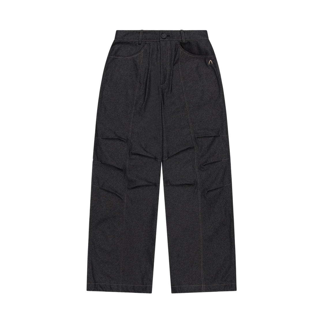 아캄 98 프린티드 니 핀턱 데님 팬츠 블랙(Aakam 98 Printed Knee Pin-Tuck Denim Pants Black)