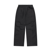 Aakam 98 Printed Knee Pin-Tuck Denim Pants Black