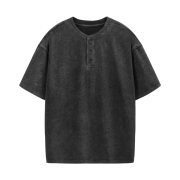 Dimitri Black Everyone's Single Stitch Short Sleeve T-Shirt Coolmax Fabric Henley Neck Charcoal