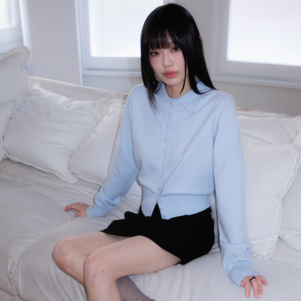 로제프란츠 패브릭 버튼 카라 가디건 스카이 블루(Rosefrantz Fabric Button Collar Cardigan [Sky Blue]) - 5