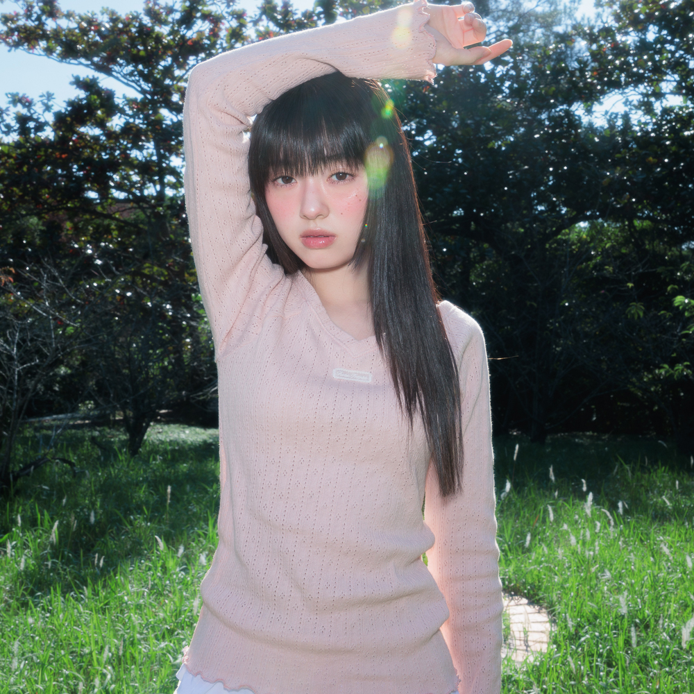 로제프란츠 레이스 라벨 브이넥 롱슬리브 핑크(Rosefrantz Lace Label V-Neck Long Sleeve [Pink]) - 3