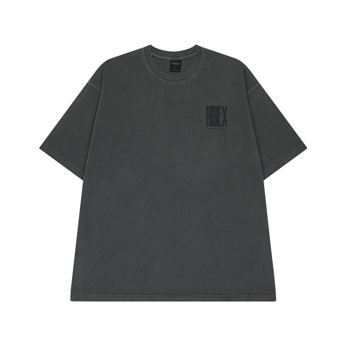 H252MLOTS39PCH HDEX Crack Printed Pigment Short Sleeve Pigment Charcoal