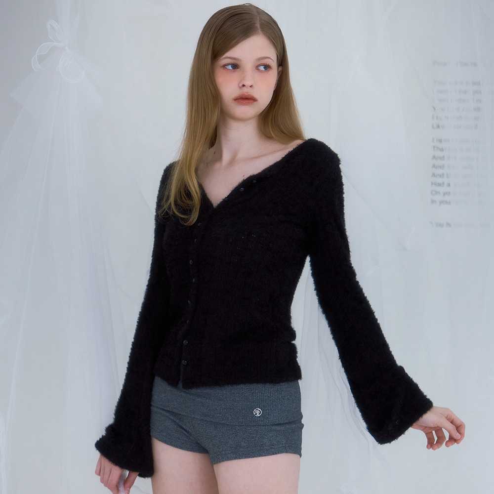 로제프란츠 헤어리 슬림 퍼 가디건 블랙(Rosefrantz Hairy Slim Fur Cardigan [Black]) - 5