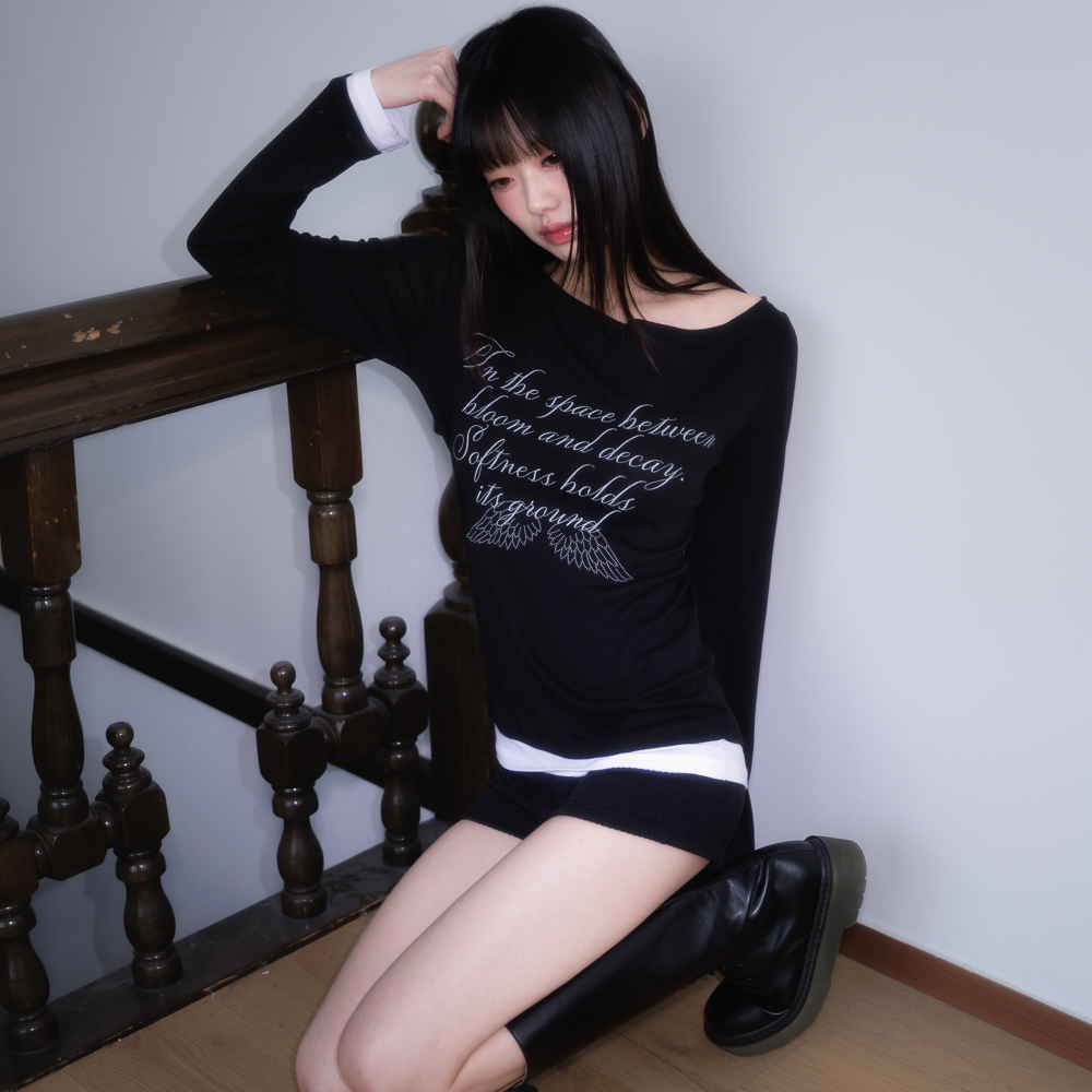 로제프란츠 레터링 엔젤 롱슬리브 블랙(Rosefrantz Lettering Angel Long Sleeve [Black]) - 5