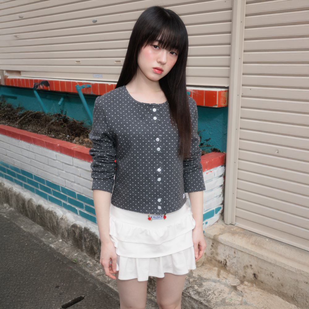 로제프란츠 도트 버튼 포인트 가디건 차콜(Rosefrantz Dot Button Point Cardigan [Charcoal]) - 5