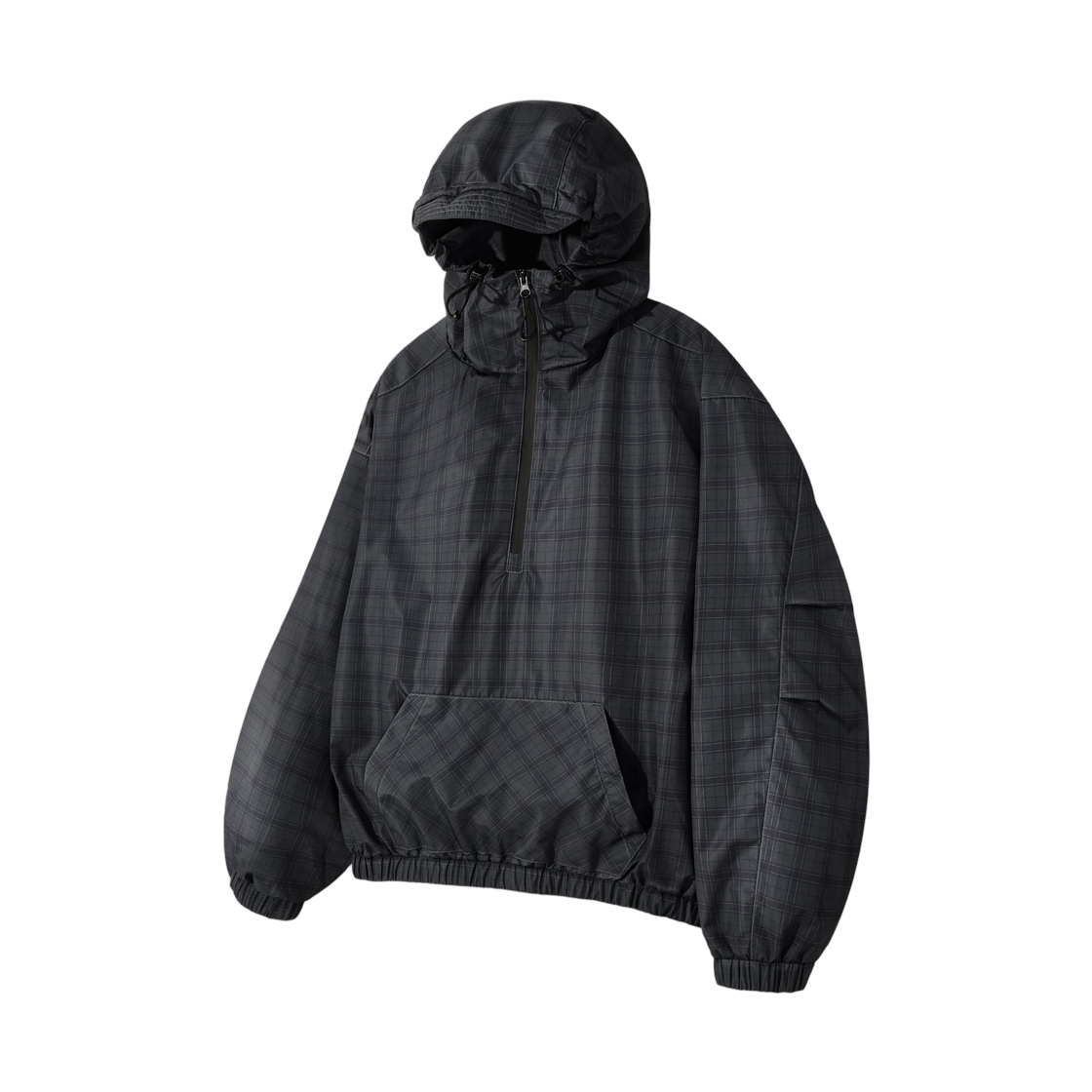 디미트리블랙 에센셜 체크 후드 아노락 블랙(Dimitri Black Essential Check Hooded Anorak Black)