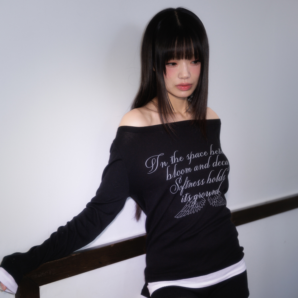 로제프란츠 레터링 엔젤 롱슬리브 블랙(Rosefrantz Lettering Angel Long Sleeve [Black]) - 4