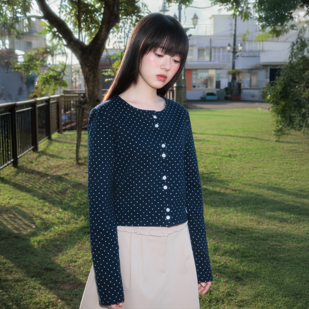 로제프란츠 도트 버튼 포인트 가디건 네이비(Rosefrantz Dot Button Point Cardigan [Navy]) - 2